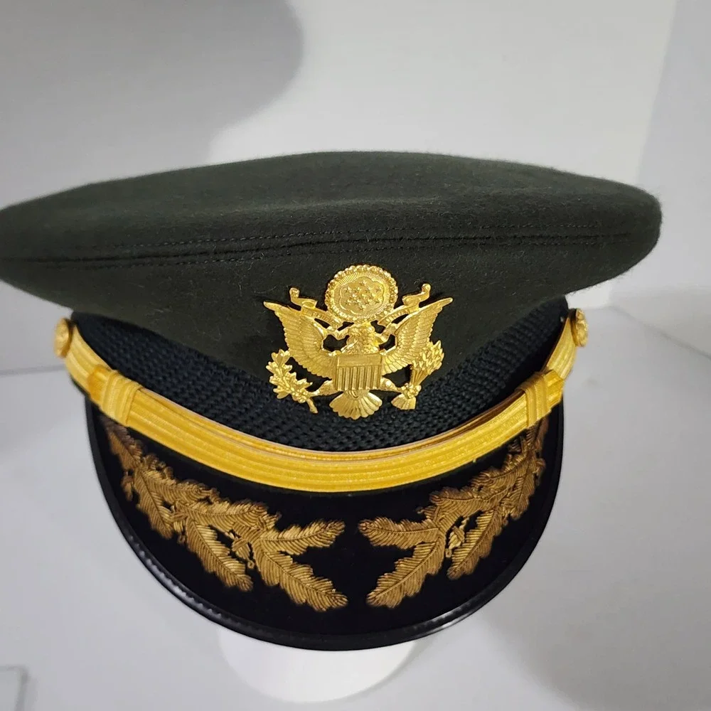 VTG Art Caps New York Military Service Cap Green Wool Gold Bullion Visor Vietnam